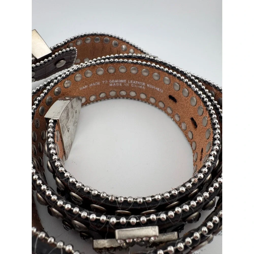 Blazin‎ Roxx Brown Genuine Leather Rhinestone Embellished Western Belt Size L